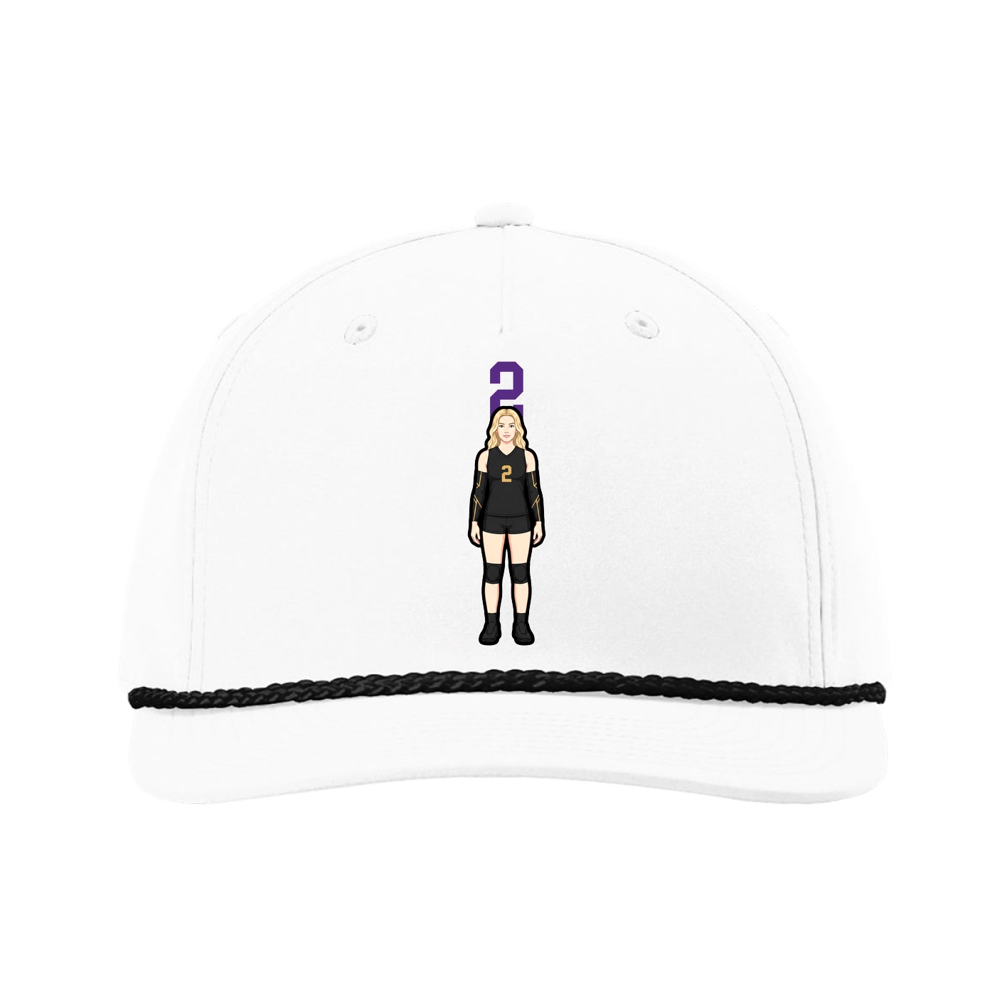 Five-Panel Classic Rope Cap — Number Top in White