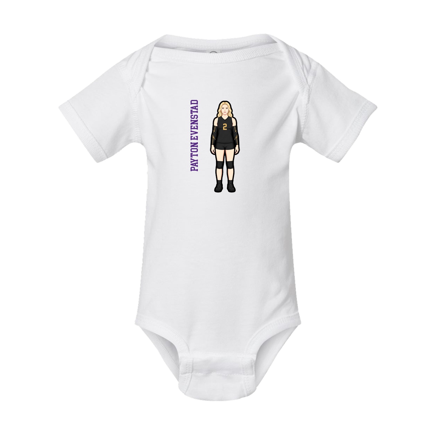 Baby Onesie — Name Vertical in White