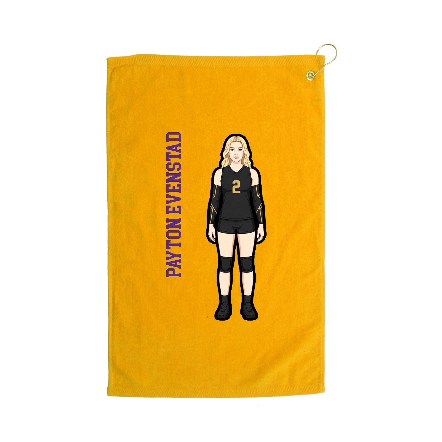Golf Towel — Name Vertical in Gold