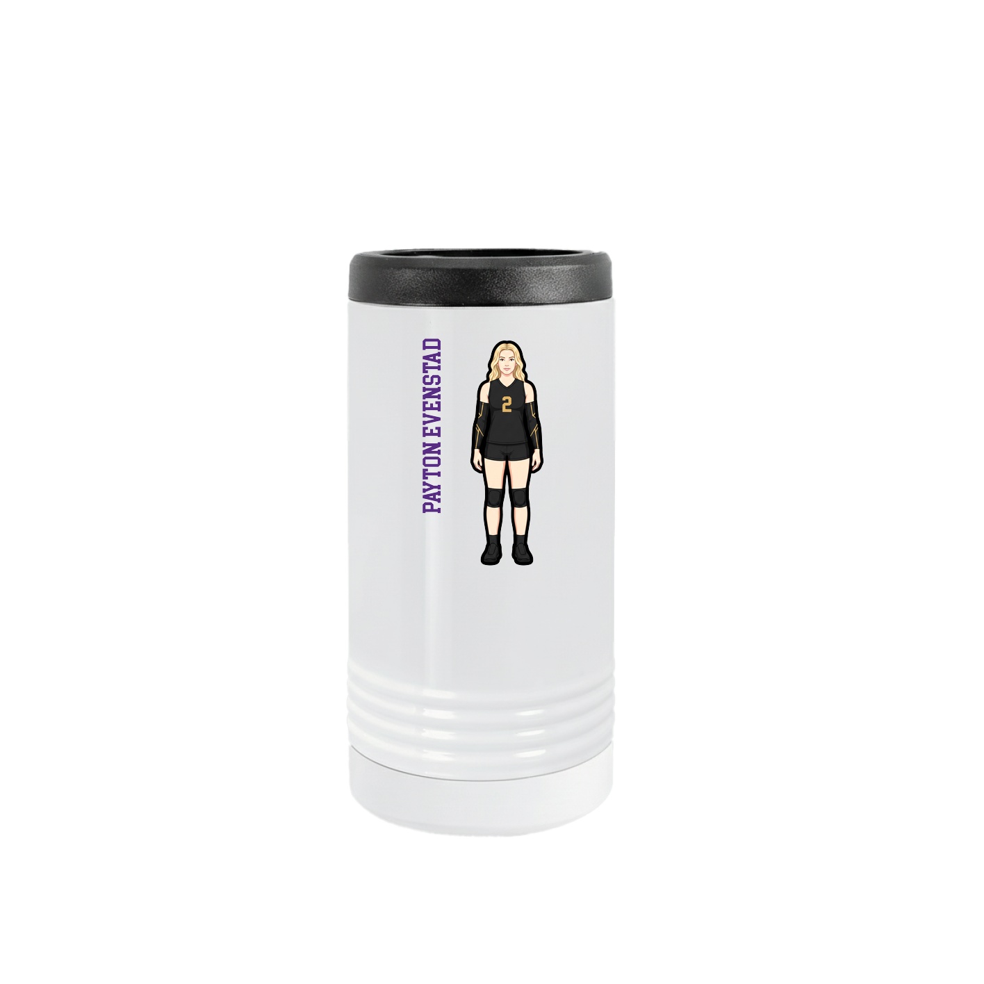 Slim Beverage Holder — Name Vertical in White