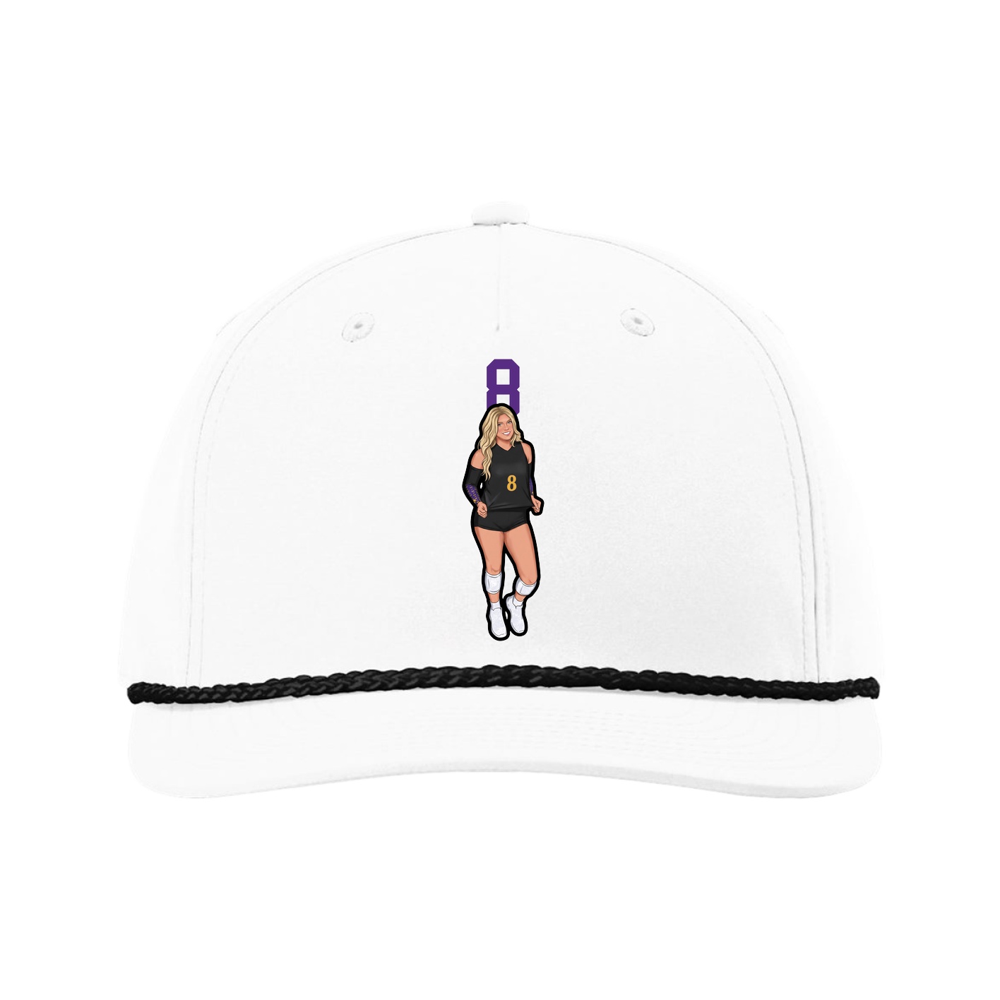 Five-Panel Classic Rope Cap — Number Top in White