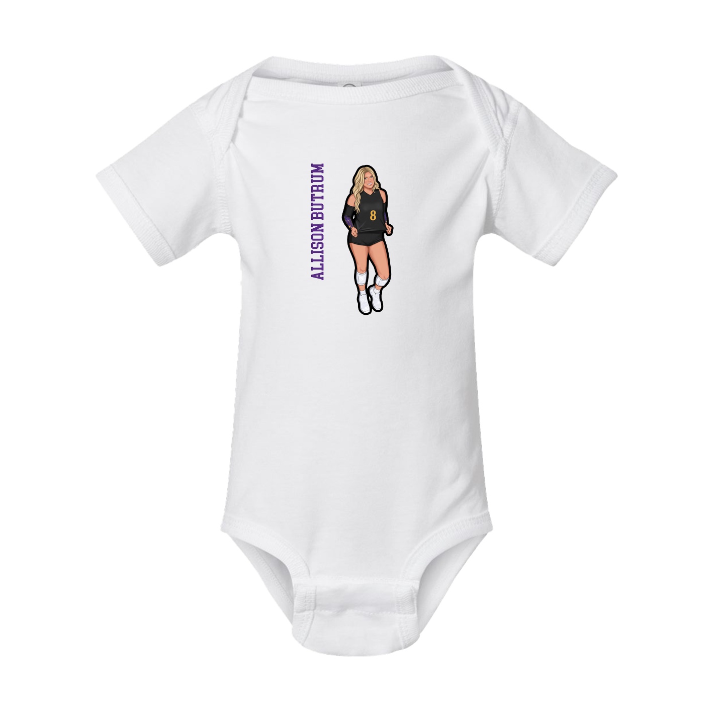 Baby Onesie — Name Vertical in White