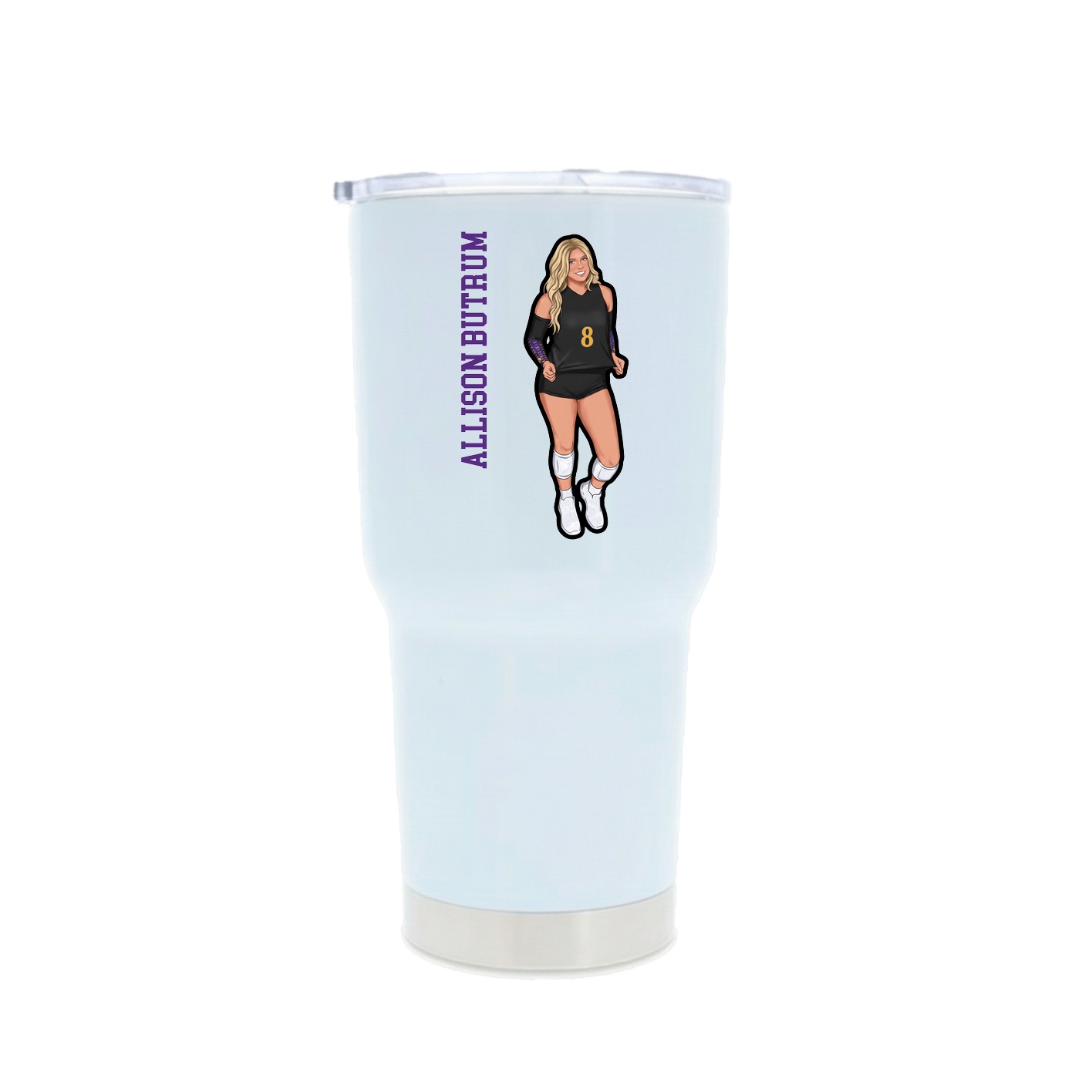30oz Stainless Steel Tumbler — Name Vertical in White