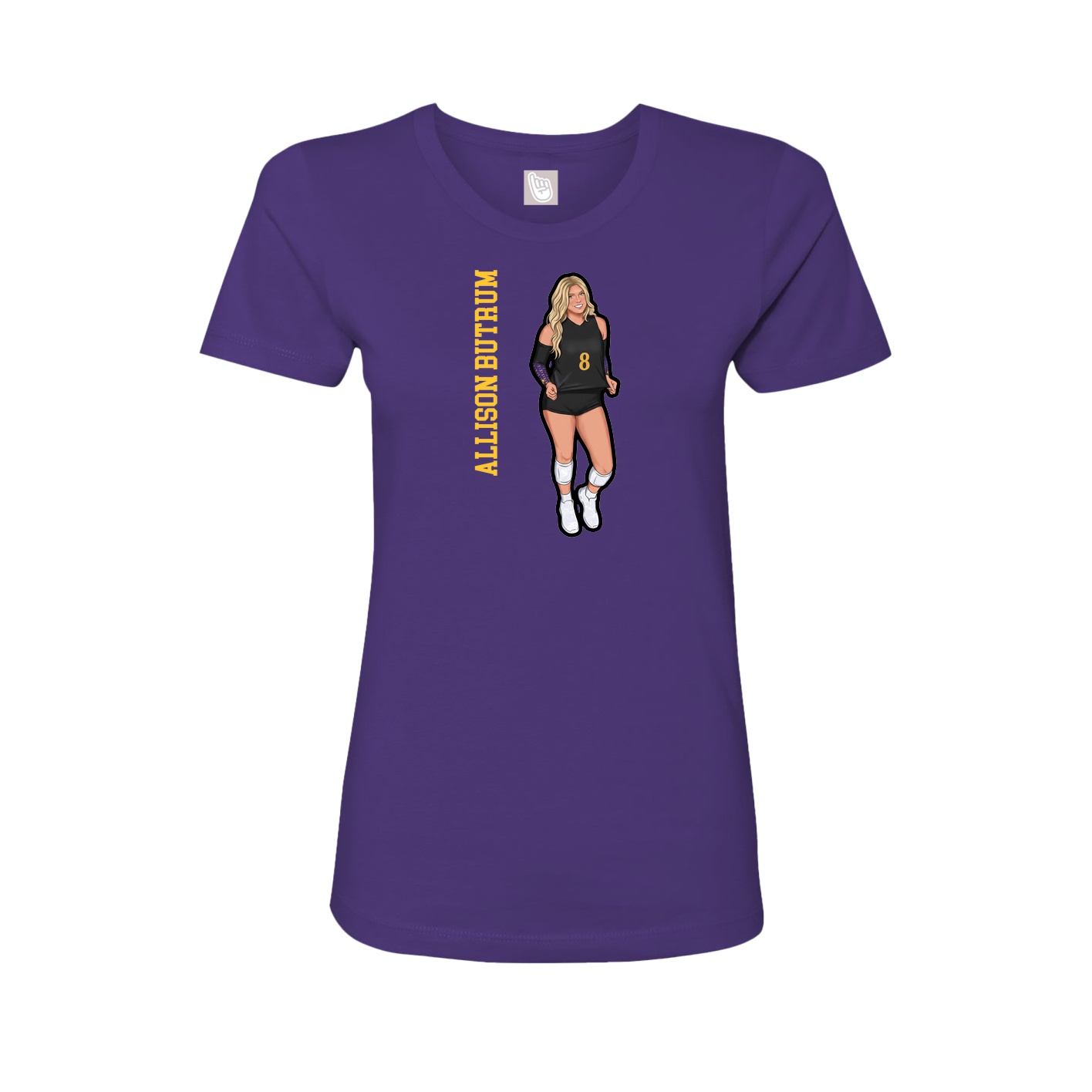 Womens Tee — Name Vertical in Purple