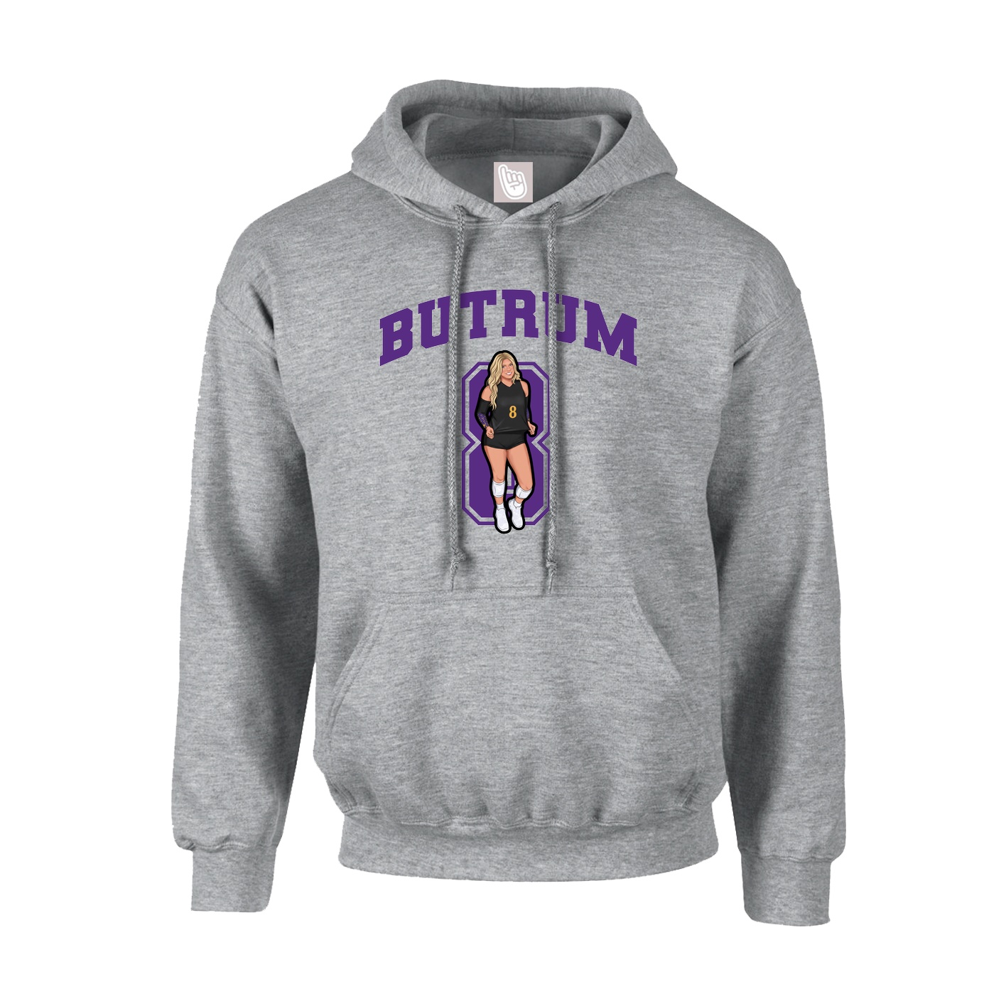 Youth Hoodie — Number in Grey