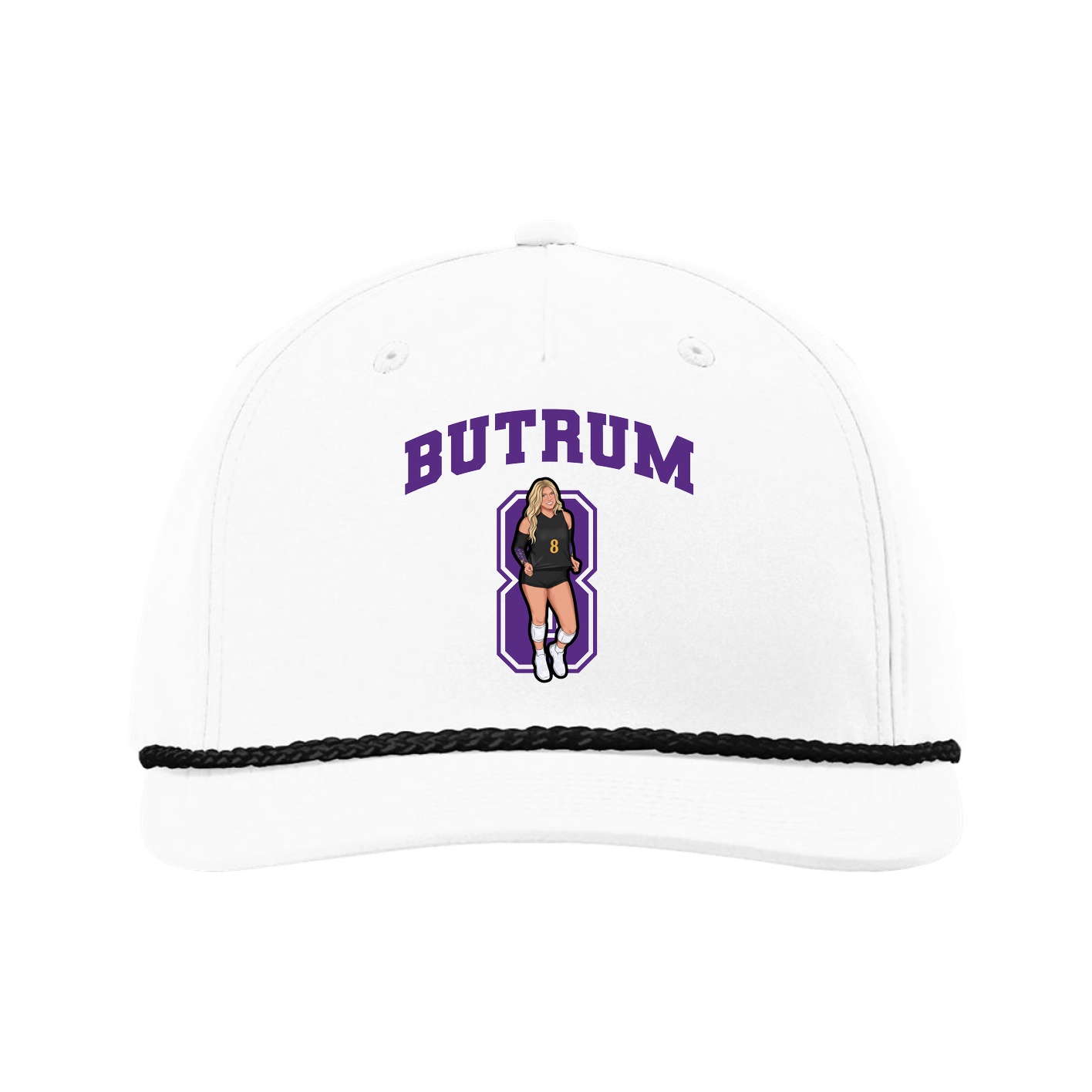 Five-Panel Classic Rope Cap — Number in White