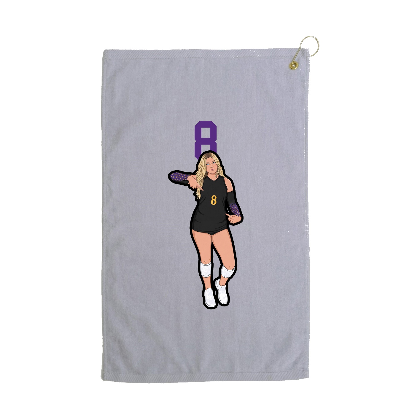 Golf Towel — Number Top in Grey