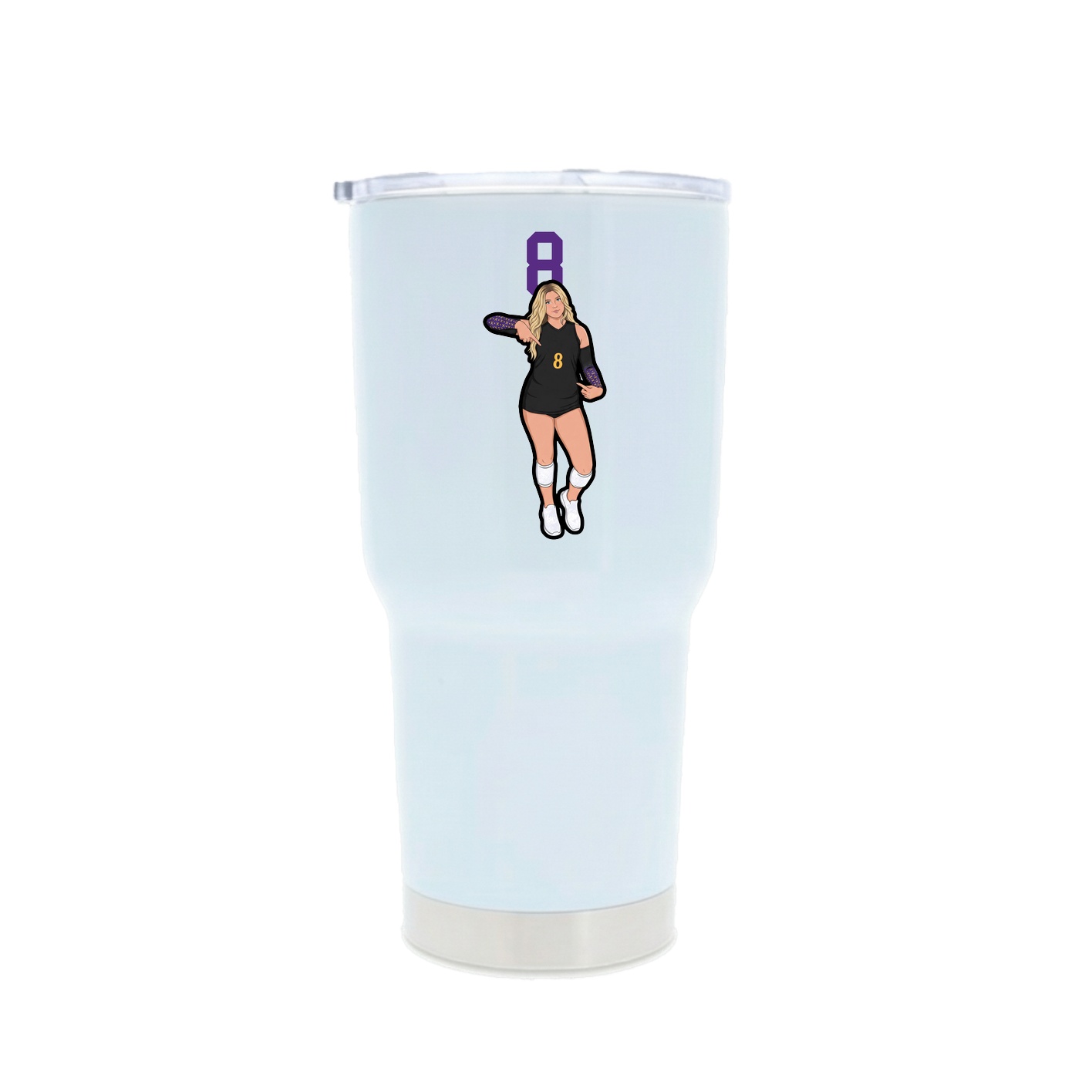30oz Stainless Steel Tumbler — Number Top in White