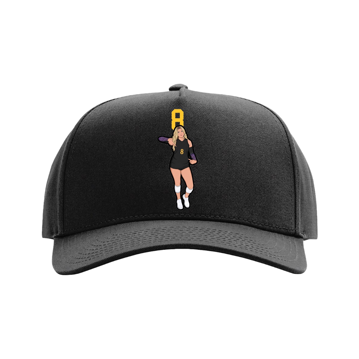 Full Fabric Five-Panel Champ Cap — Number Top in Black