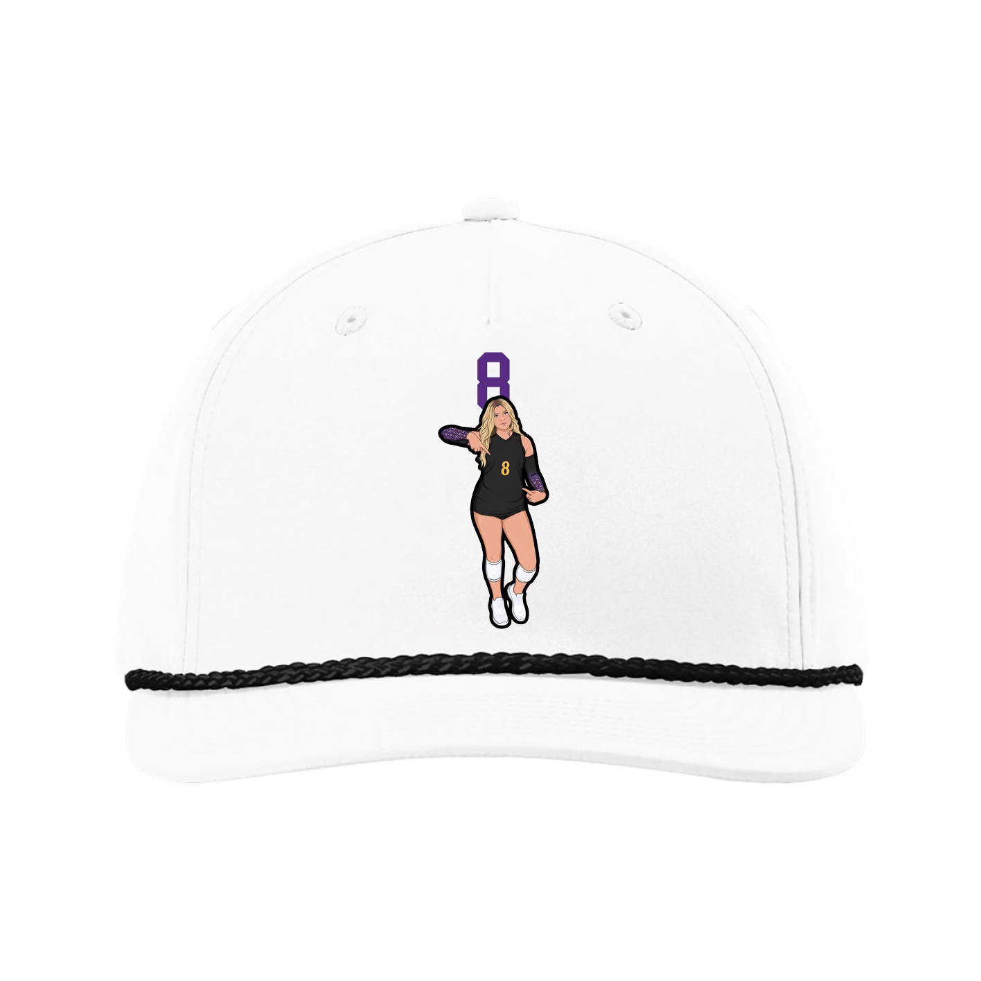 Five-Panel Classic Rope Cap — Number Top in White