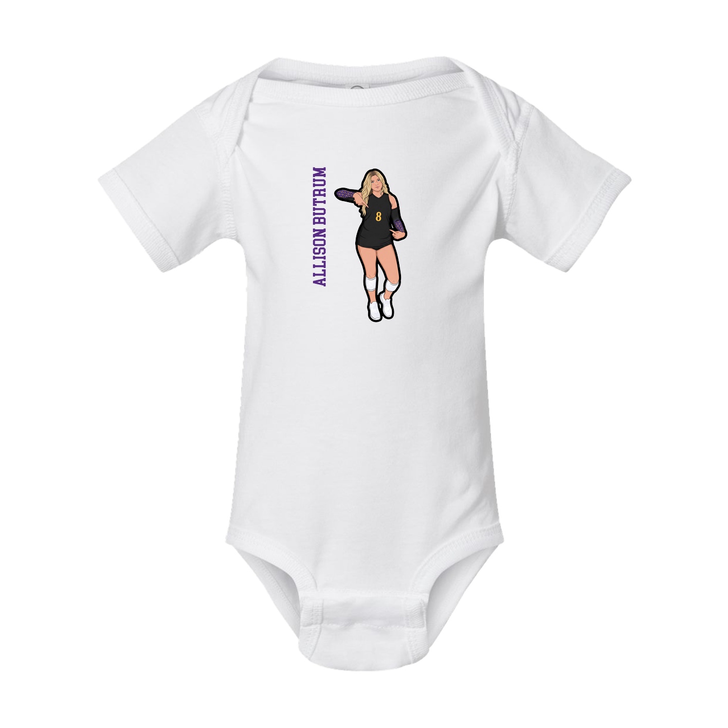 Baby Onesie — Name Vertical in White