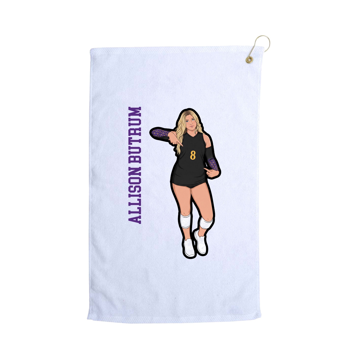 Golf Towel — Name Vertical in White