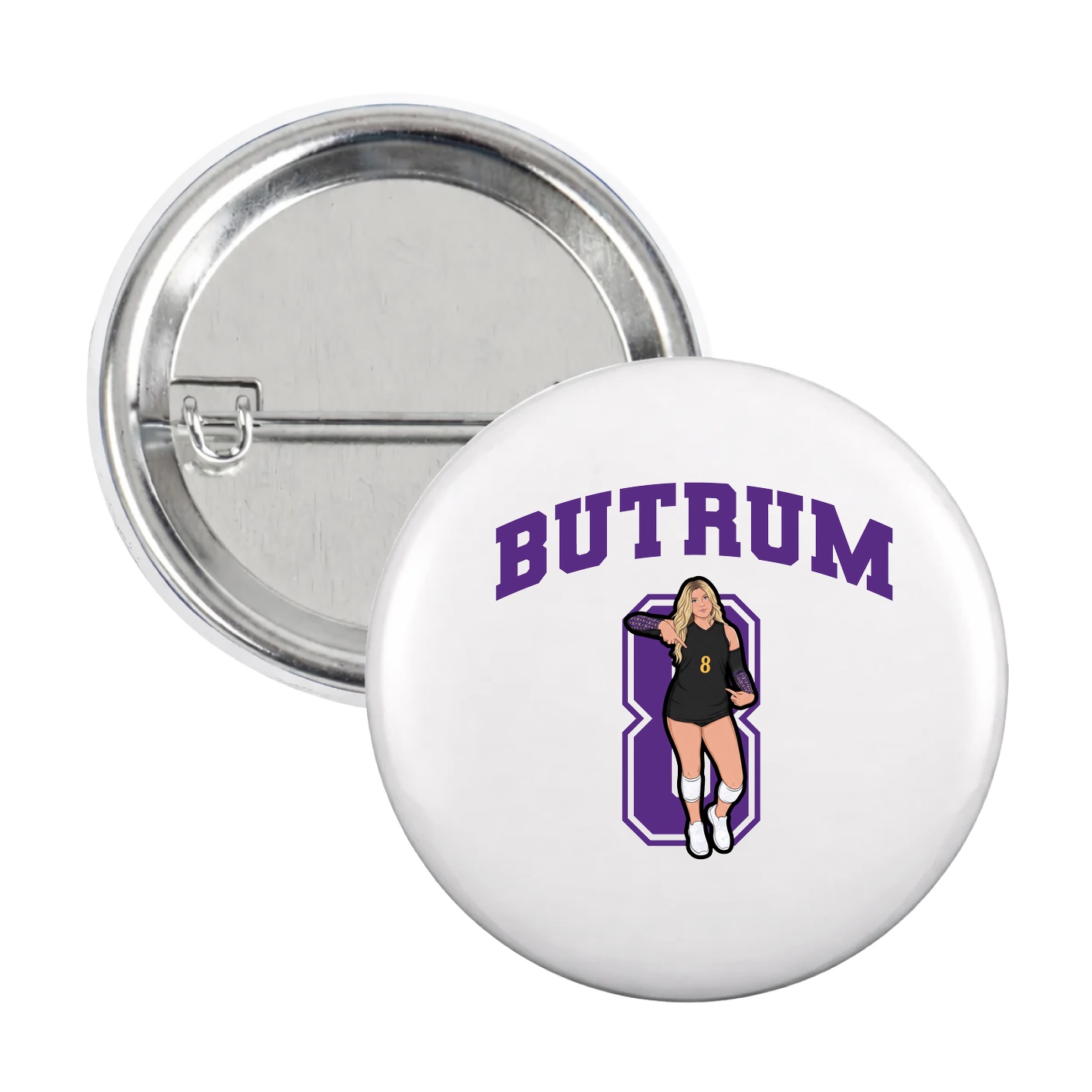 Game Day Button — Number in White