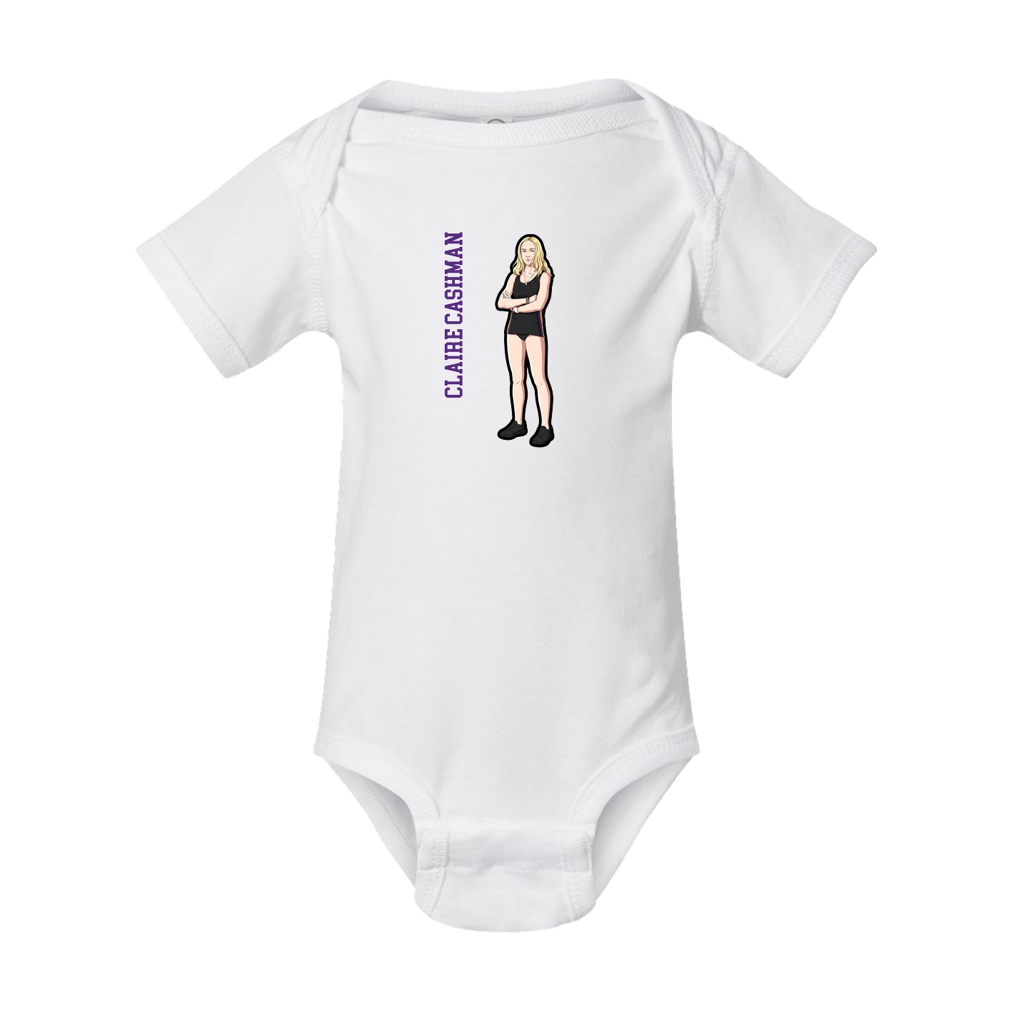Baby Onesie — Name Vertical in White