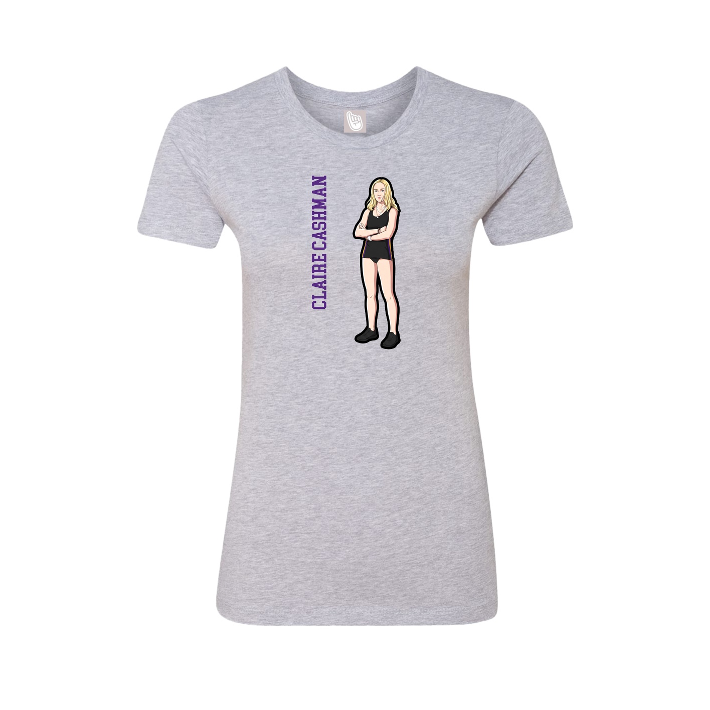 Fitted Women's Tee — Name Vertical in Grey