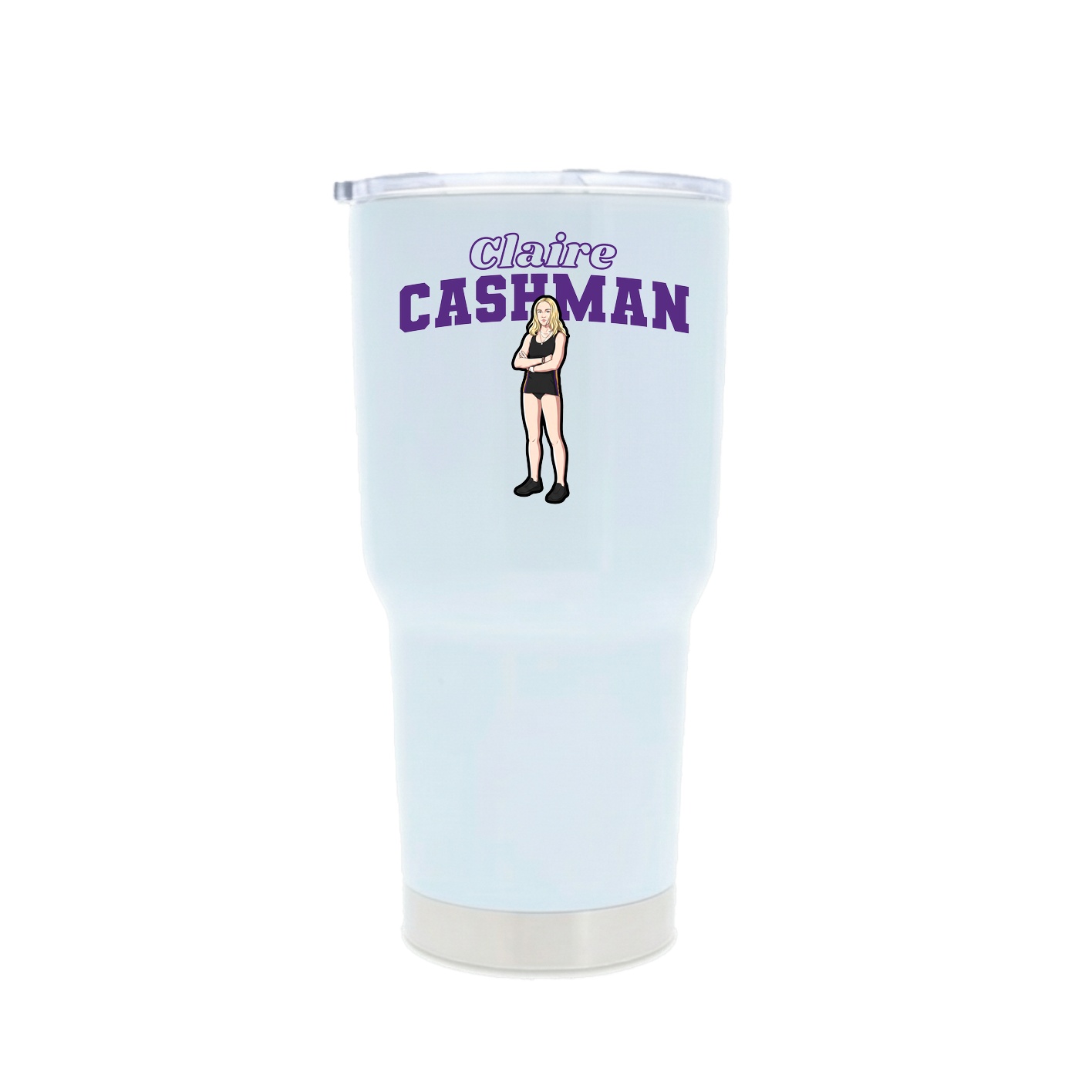 30oz Stainless Steel Tumbler — Name Arch in White