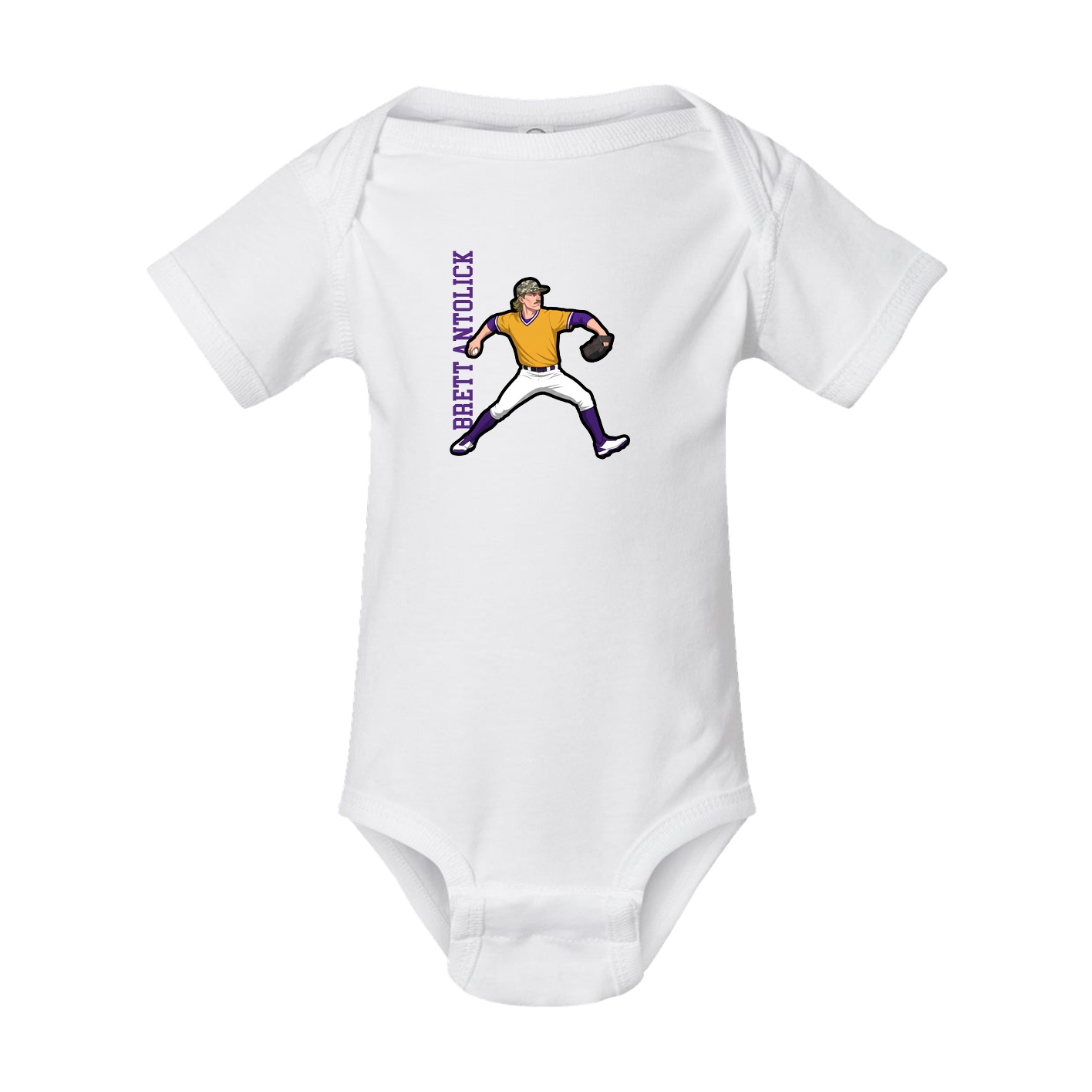 Baby Onesie — Name Vertical in White