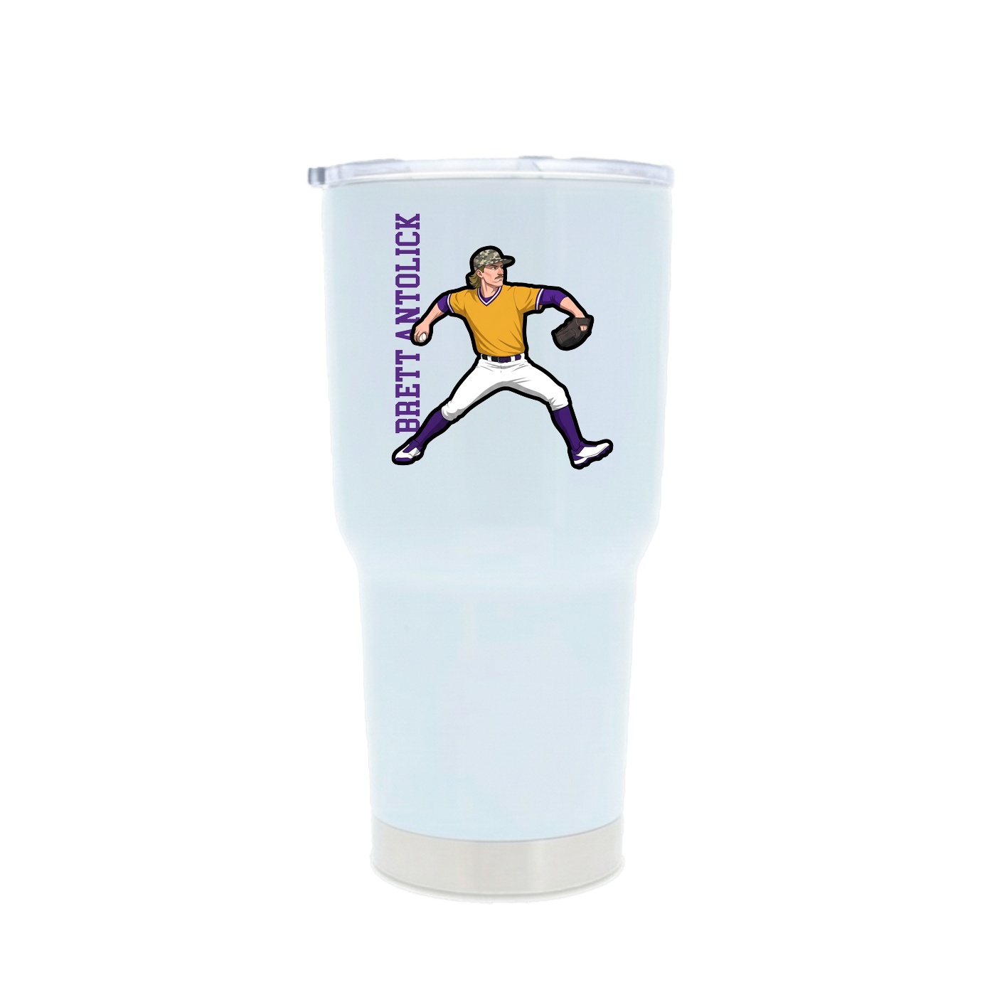 30oz Stainless Steel Tumbler — Name Vertical in White