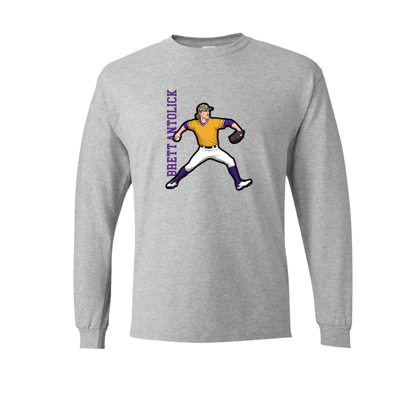Long Sleeve Tee — Name Vertical in Grey