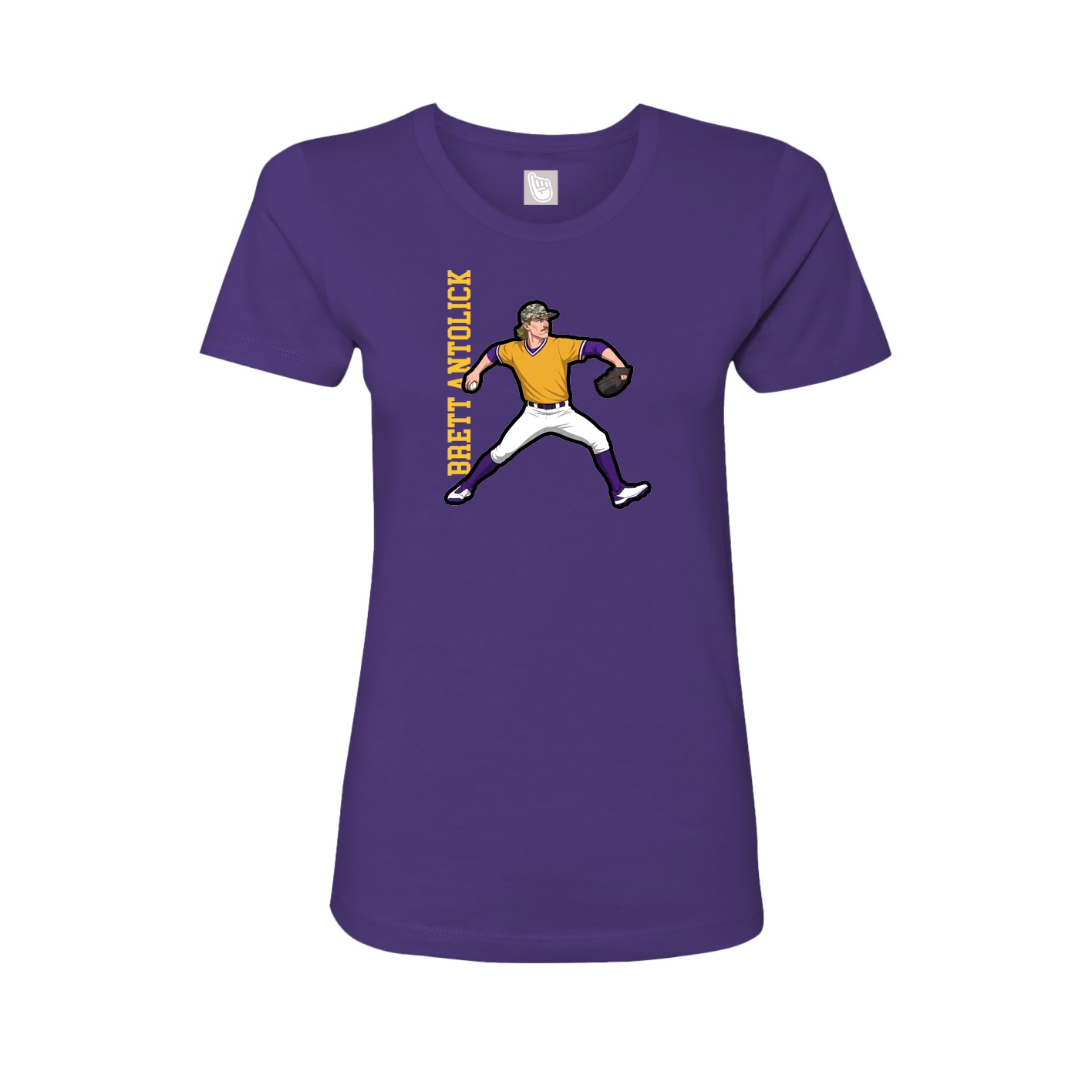 Fitted Women's Tee — Name Vertical in Purple