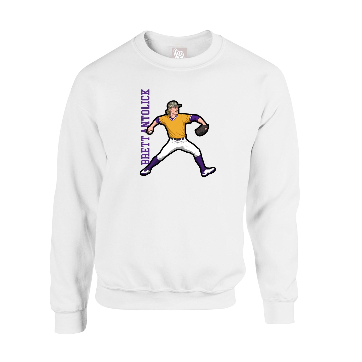 Fleece Crew — Name Vertical in White
