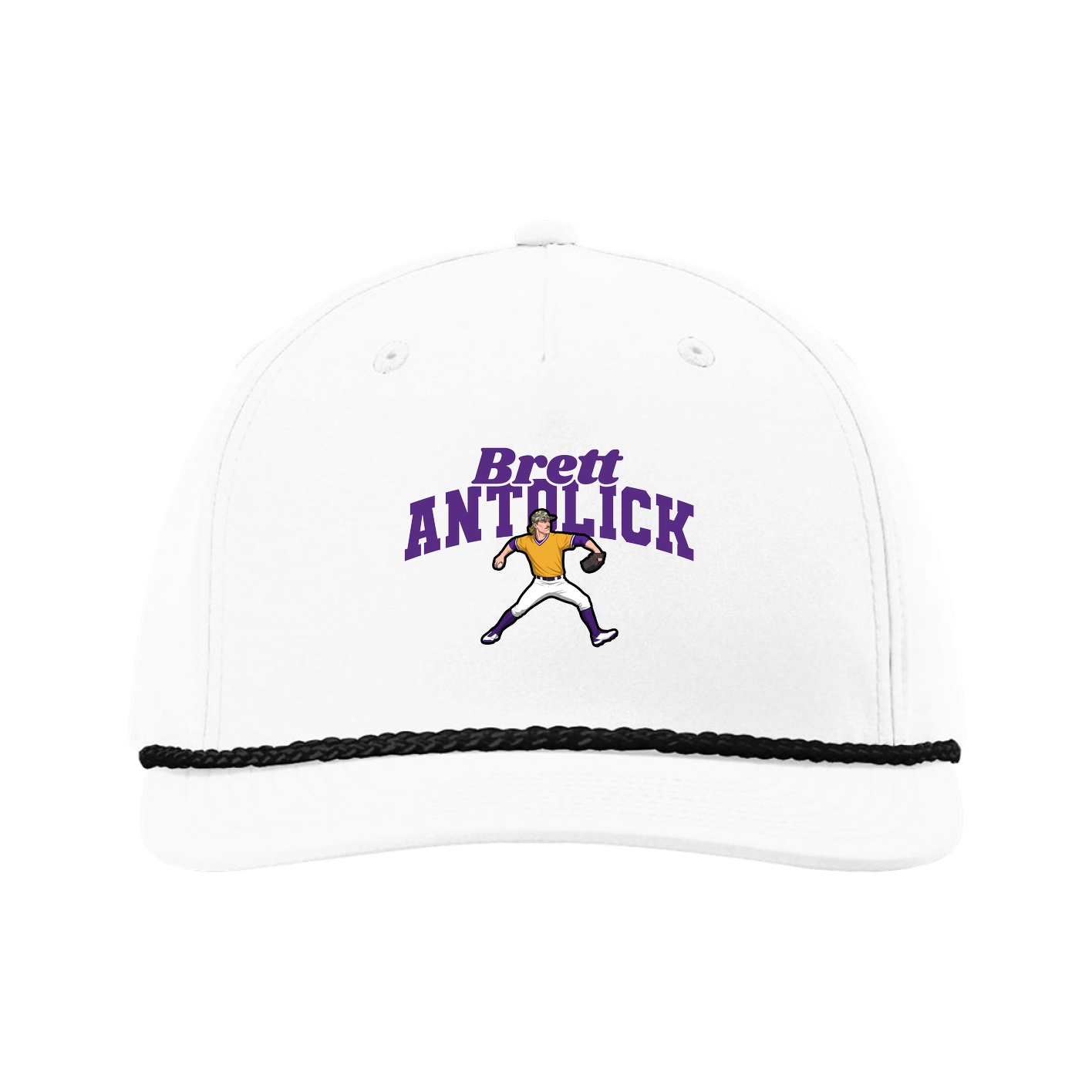 Five-Panel Classic Rope Cap — Signature Arch in White