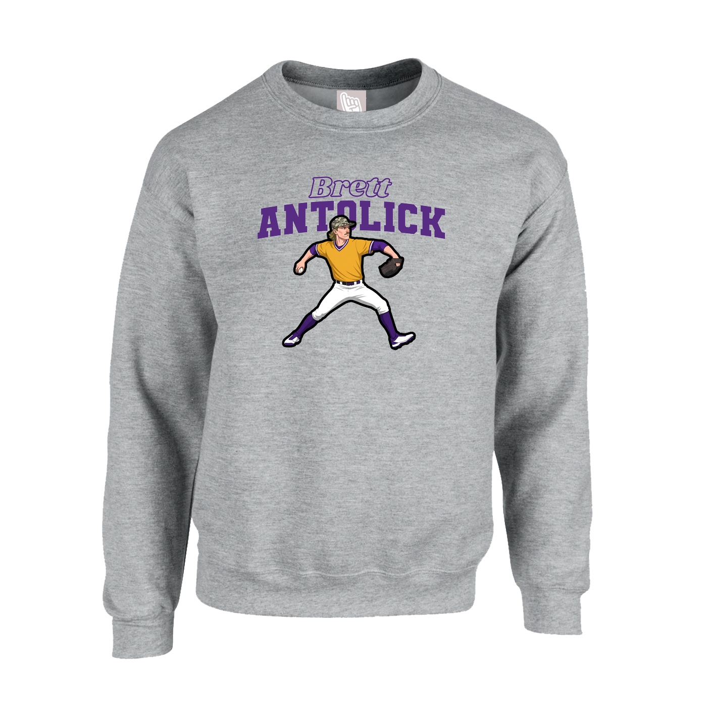 Fleece Crew — Name Arch in Grey