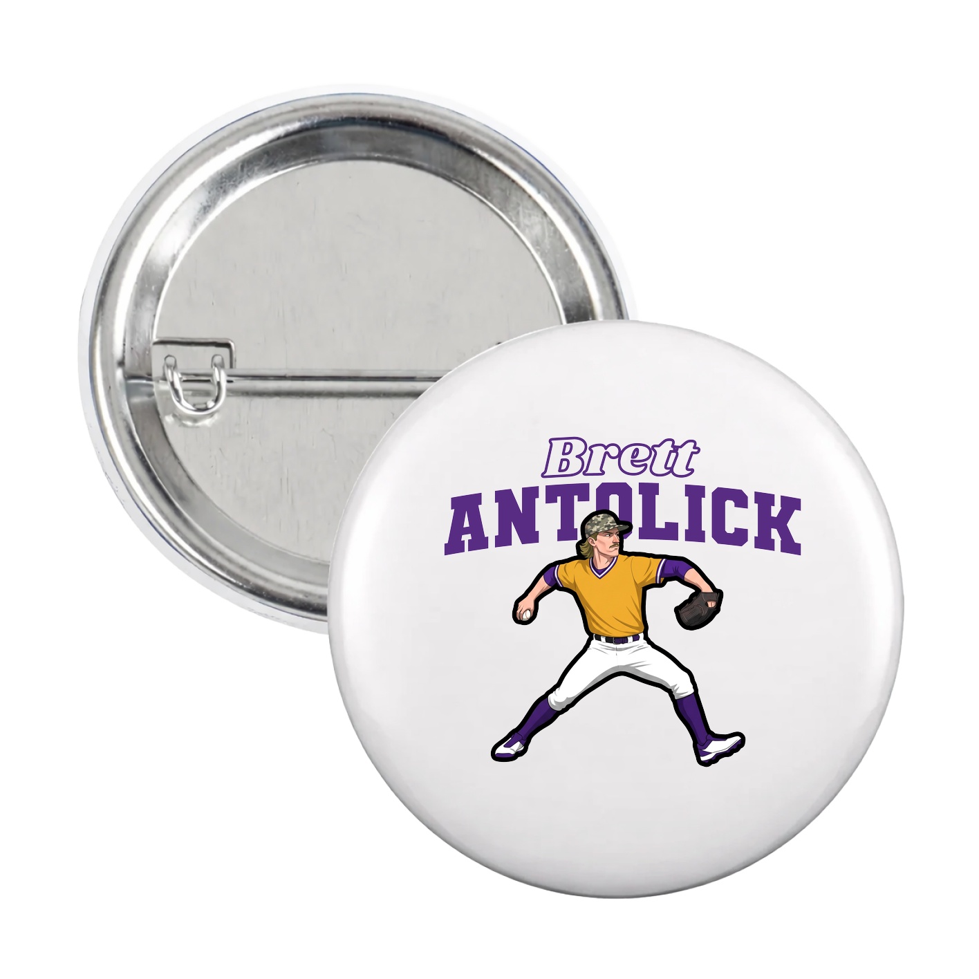 Game Day Button — Name Arch in White