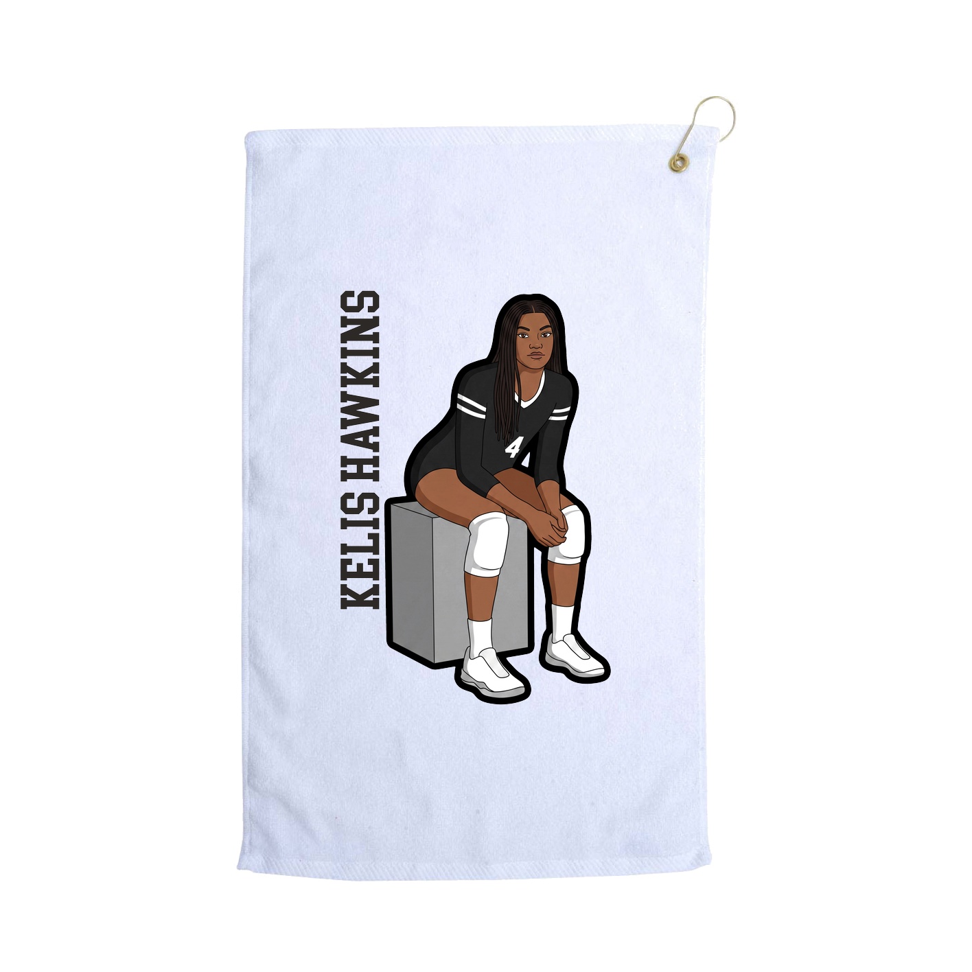 Golf Towel — Name Vertical in White