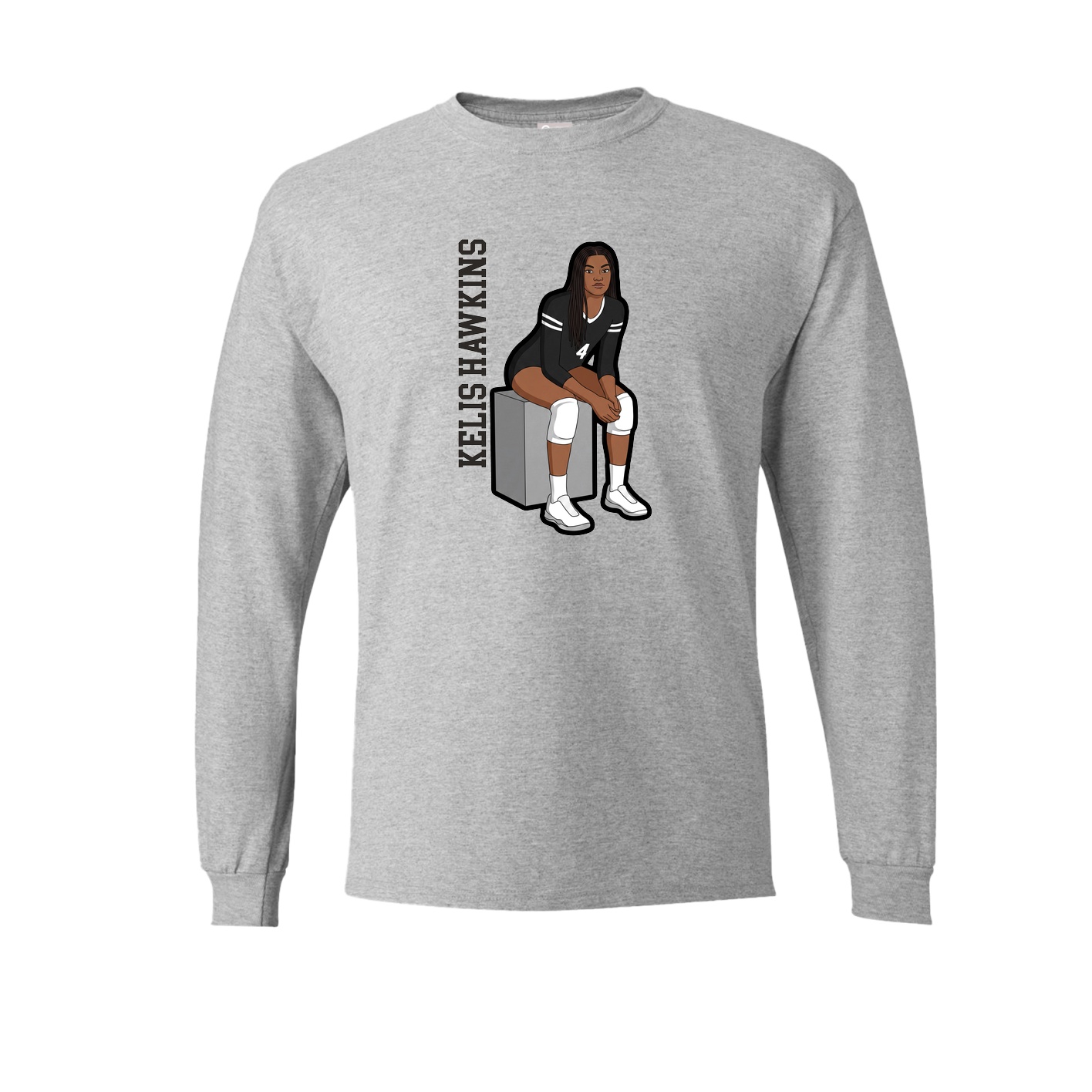 Long Sleeve Tee — Name Vertical in Grey