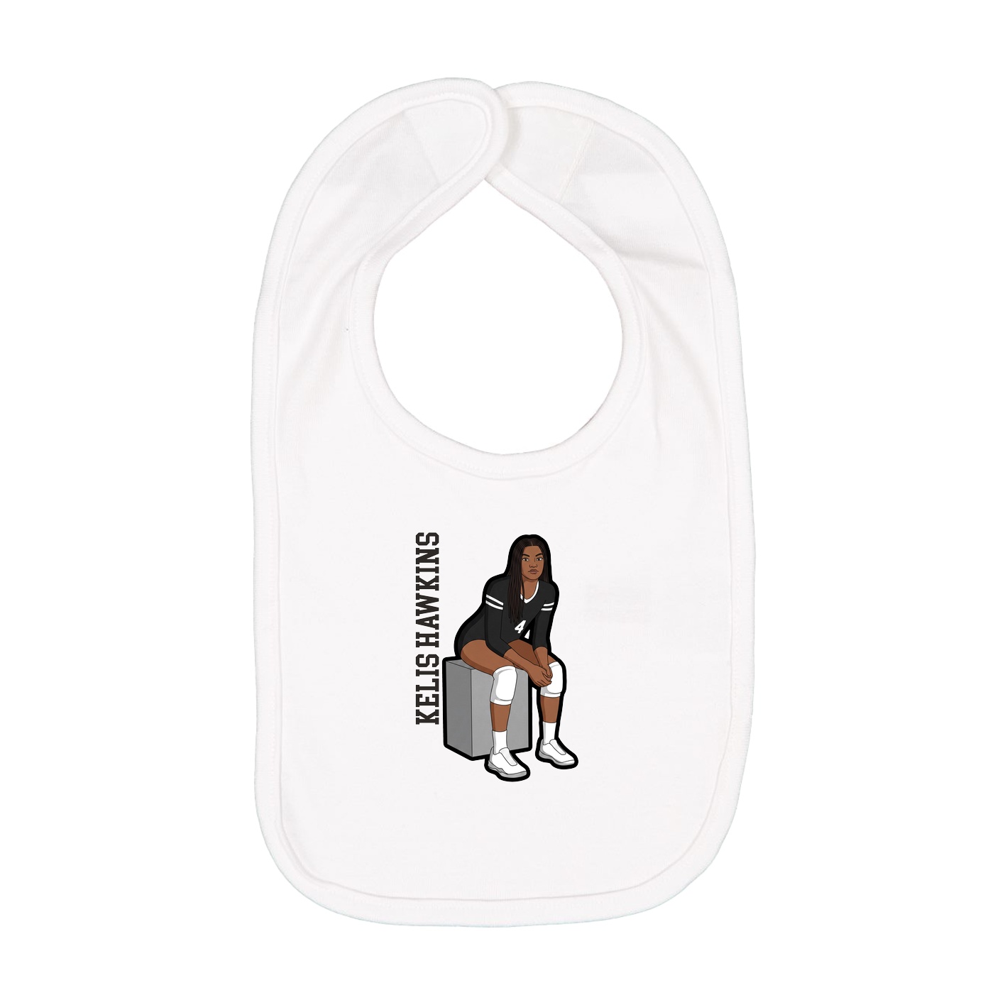 Infant Bib — Name Vertical in White