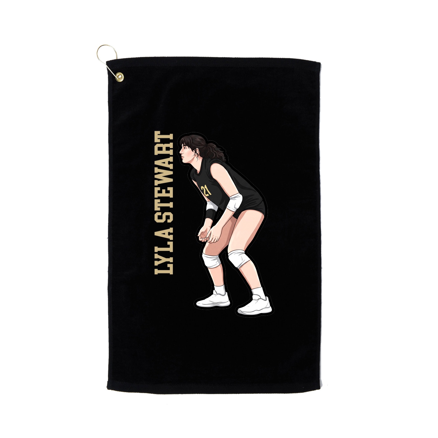Golf Towel — Name Vertical in Black