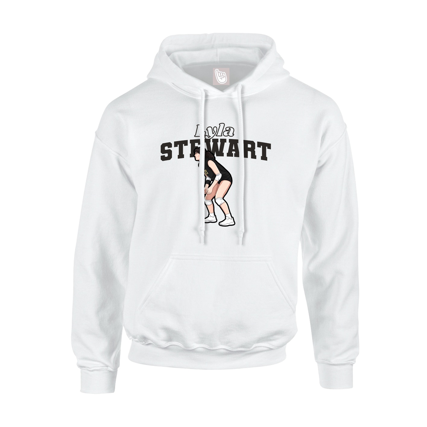 Youth Hoodie — Name Arch in White