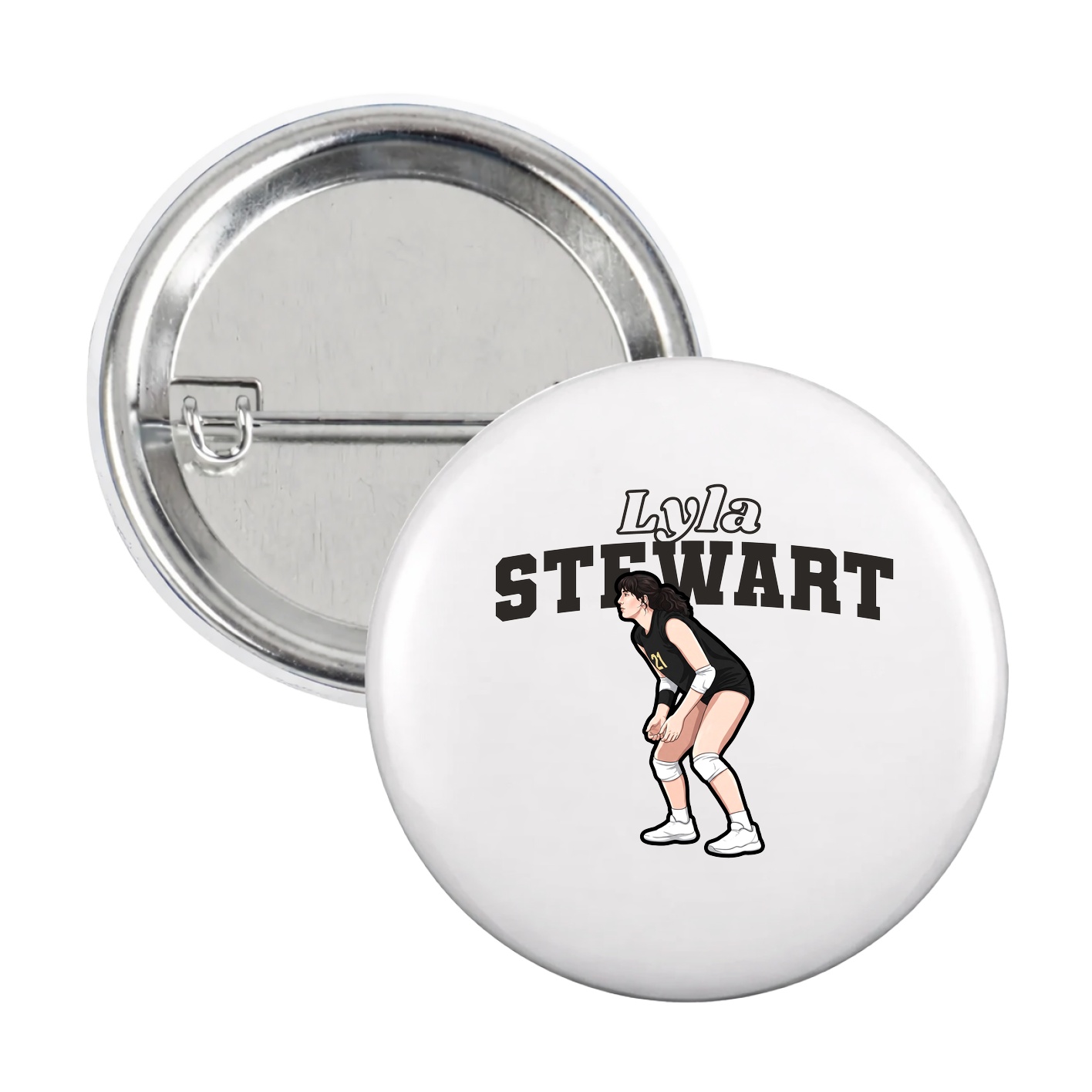 Game Day Button — Name Arch in White