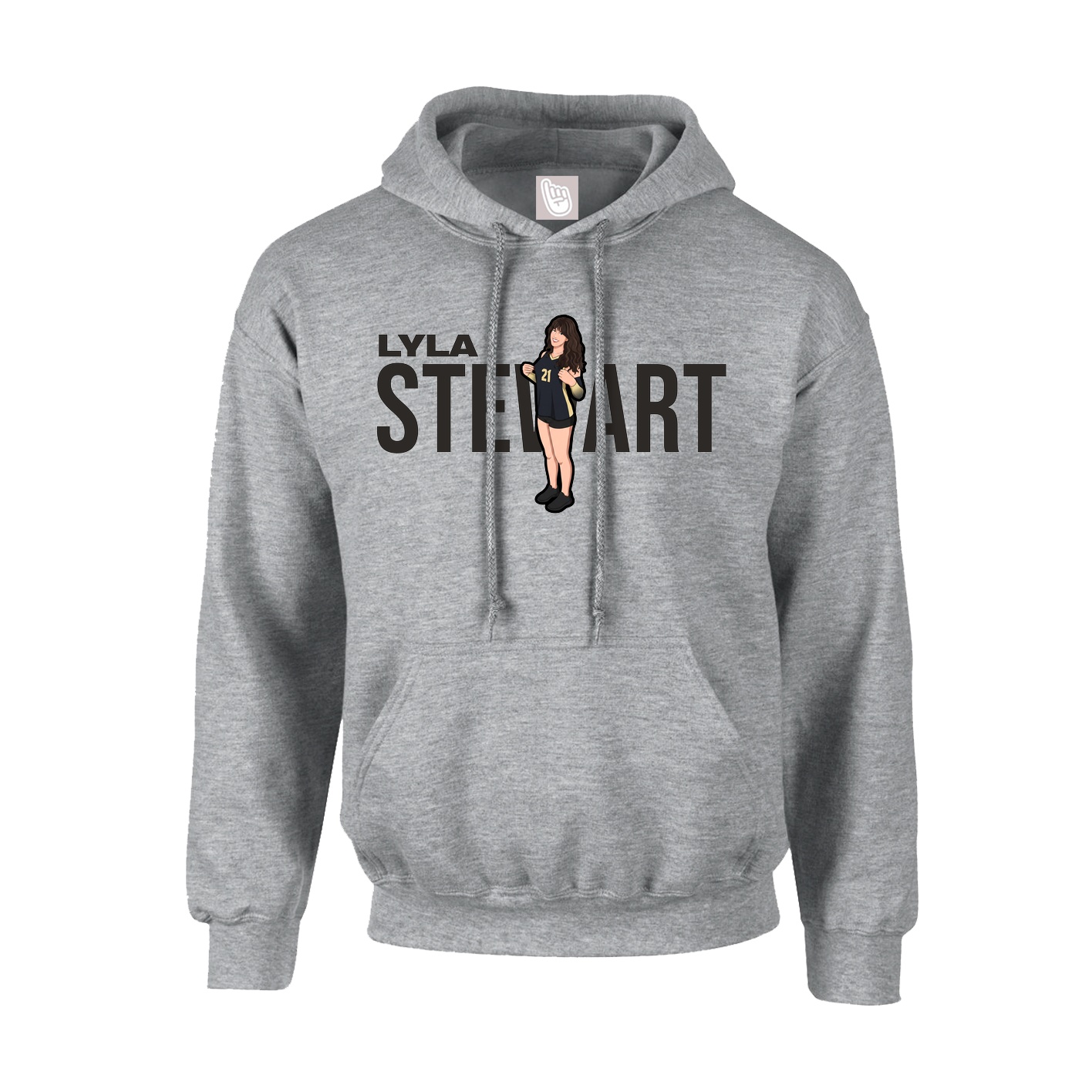 Youth Hoodie — Player Name in Grey