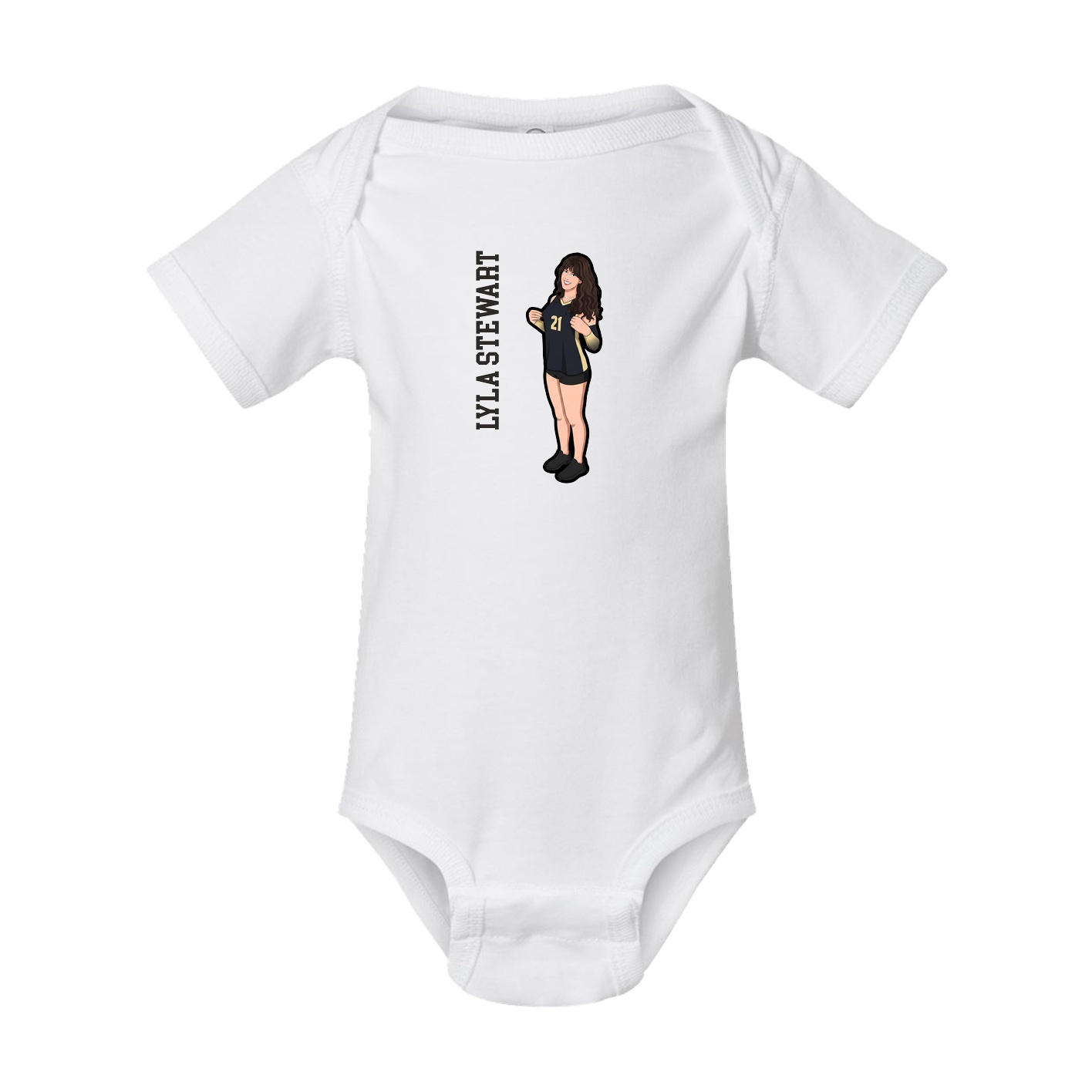 Baby Onesie — Name Vertical in White