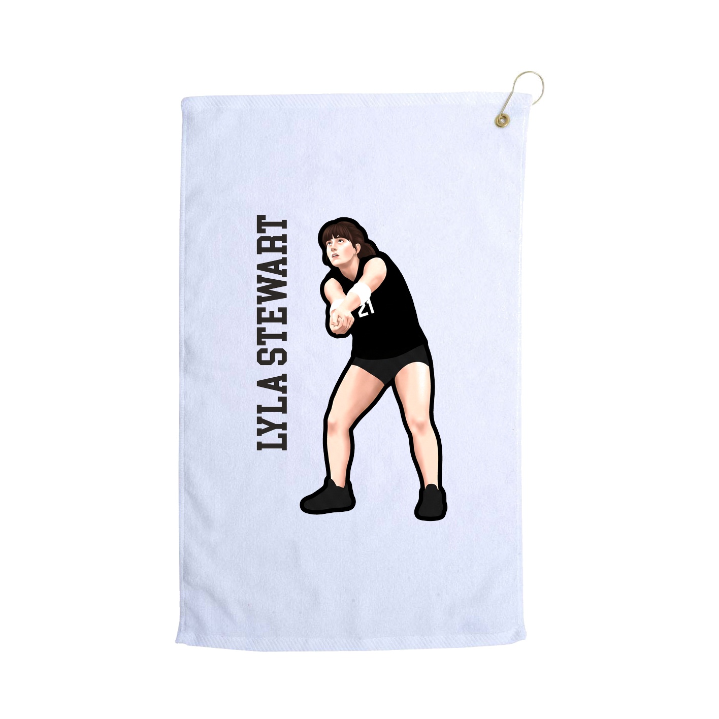 Golf Towel — Name Vertical in White