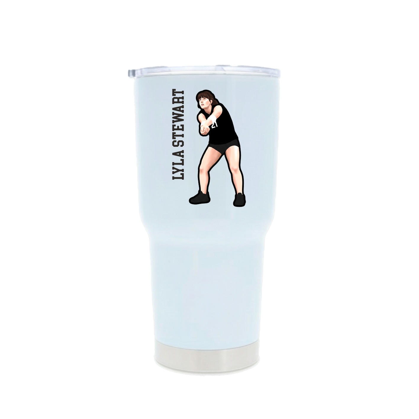 30oz Stainless Steel Tumbler — Name Vertical in White