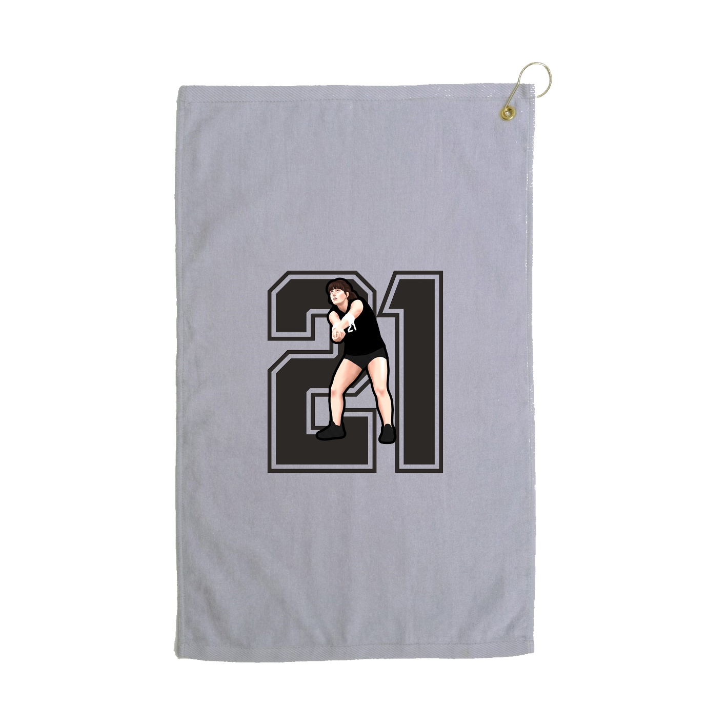 Golf Towel — Number in Grey