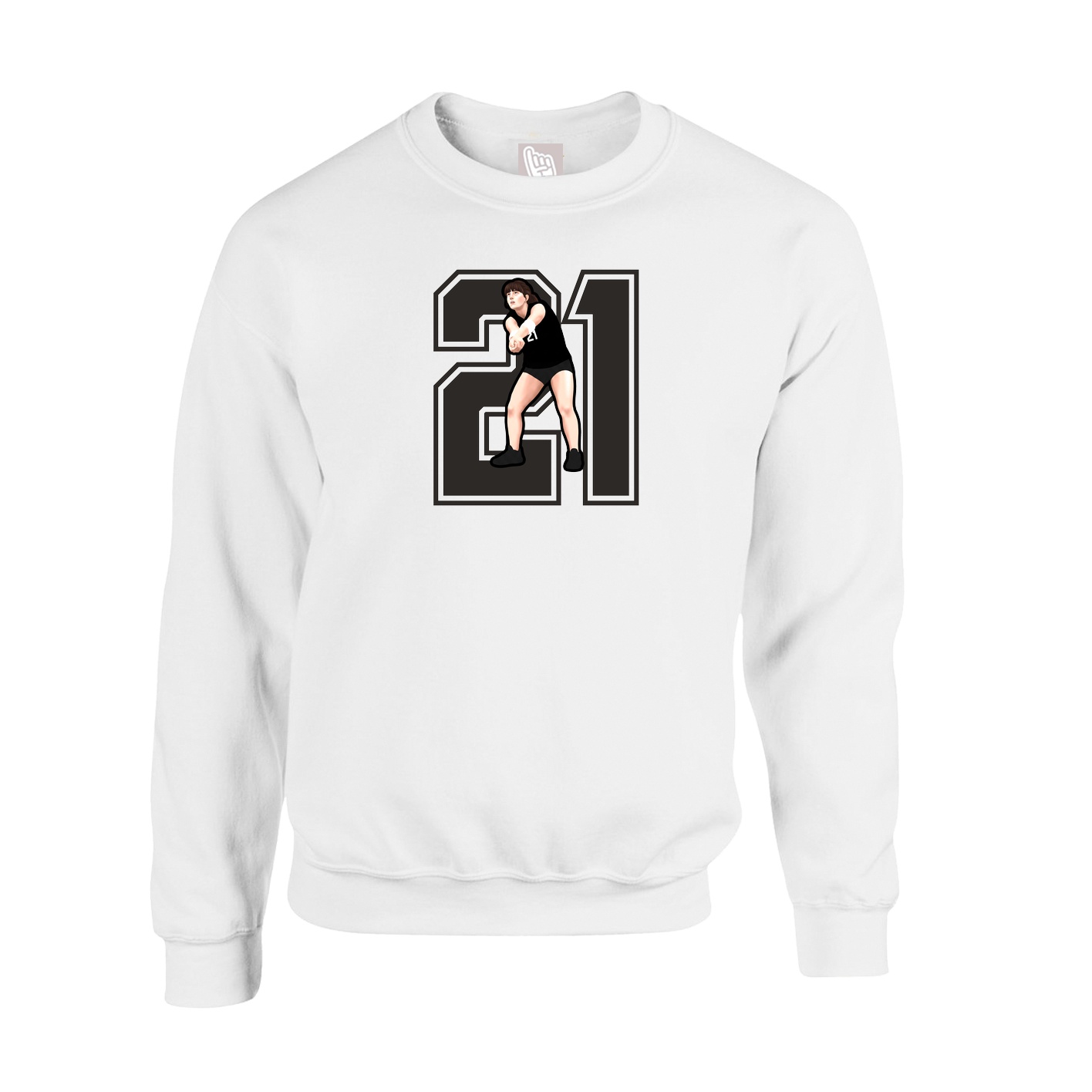 Fleece Crew — Number in White