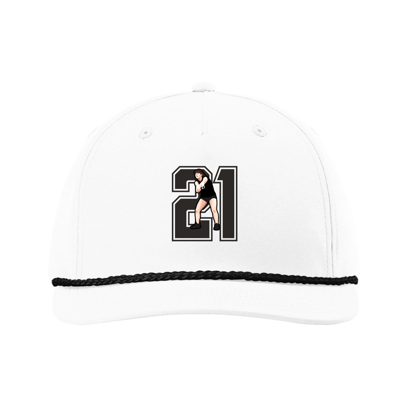 Five-Panel Classic Rope Cap — Number in White