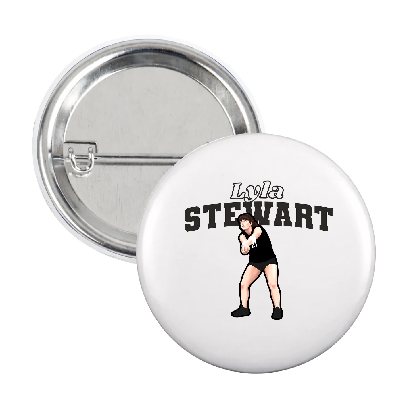 Game Day Button — Name Arch in White