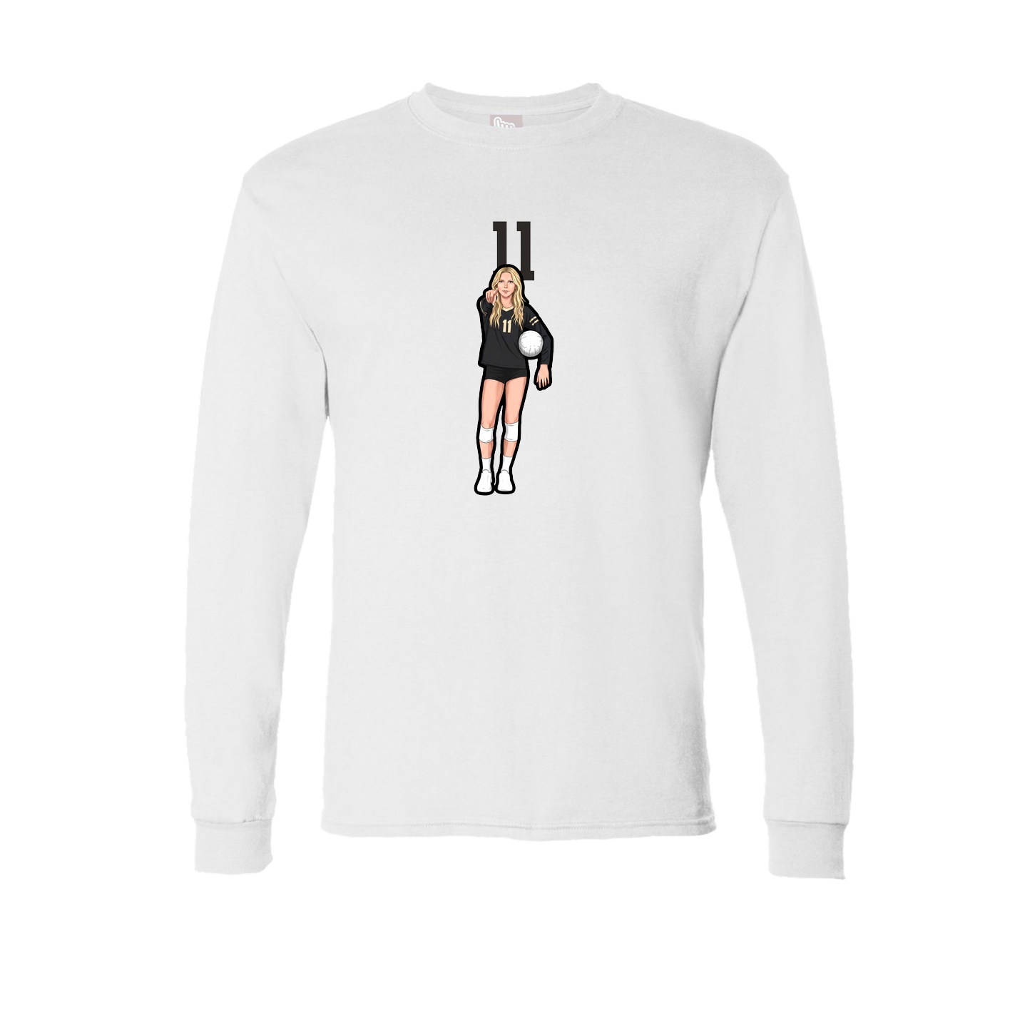 Long Sleeve Tee — Number Top in White
