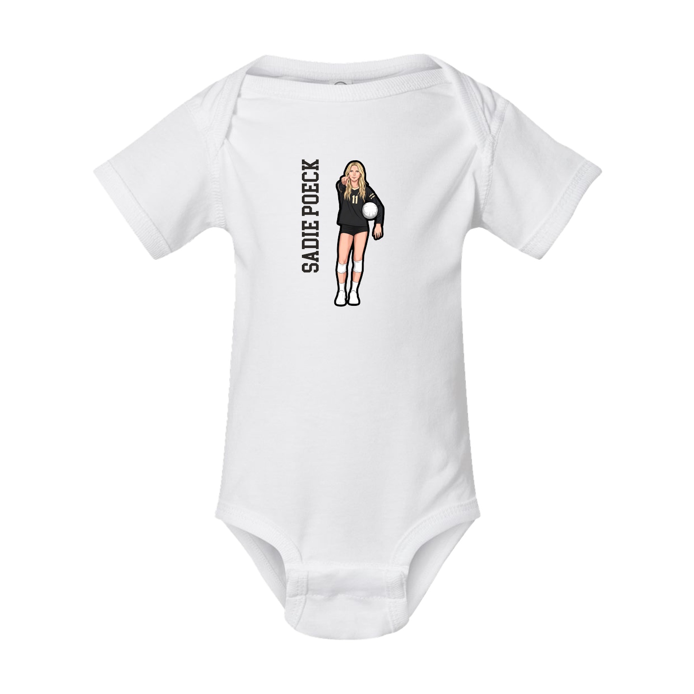 Baby Onesie — Name Vertical in White