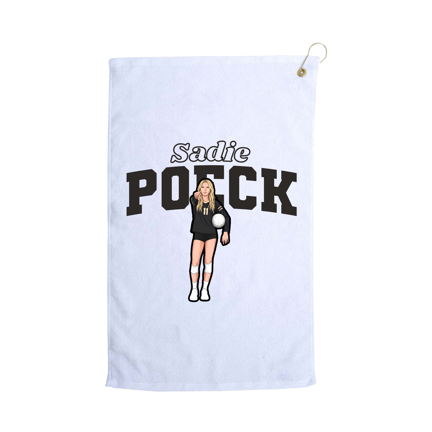 Golf Towel — Name Arch in White