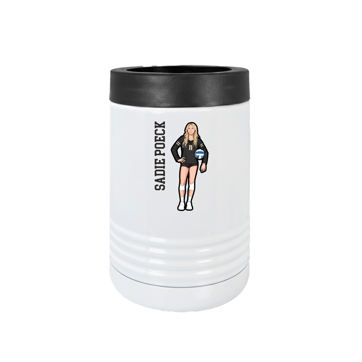 Beverage Holder — Name Vertical in White