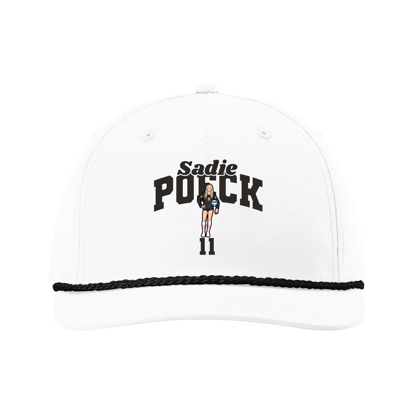 Five-Panel Classic Rope Cap — Signature Arch in White