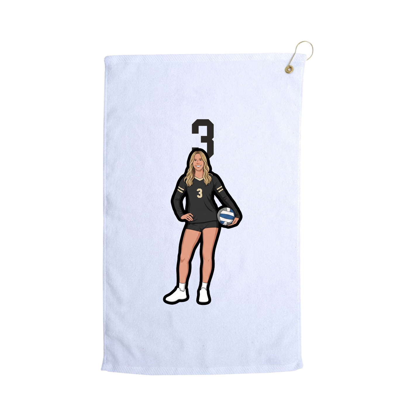 Golf Towel — Number Top in White