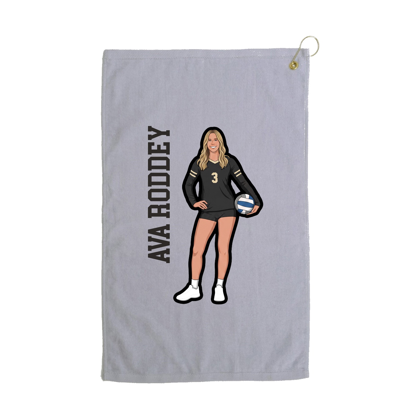 Golf Towel — Name Vertical in Grey