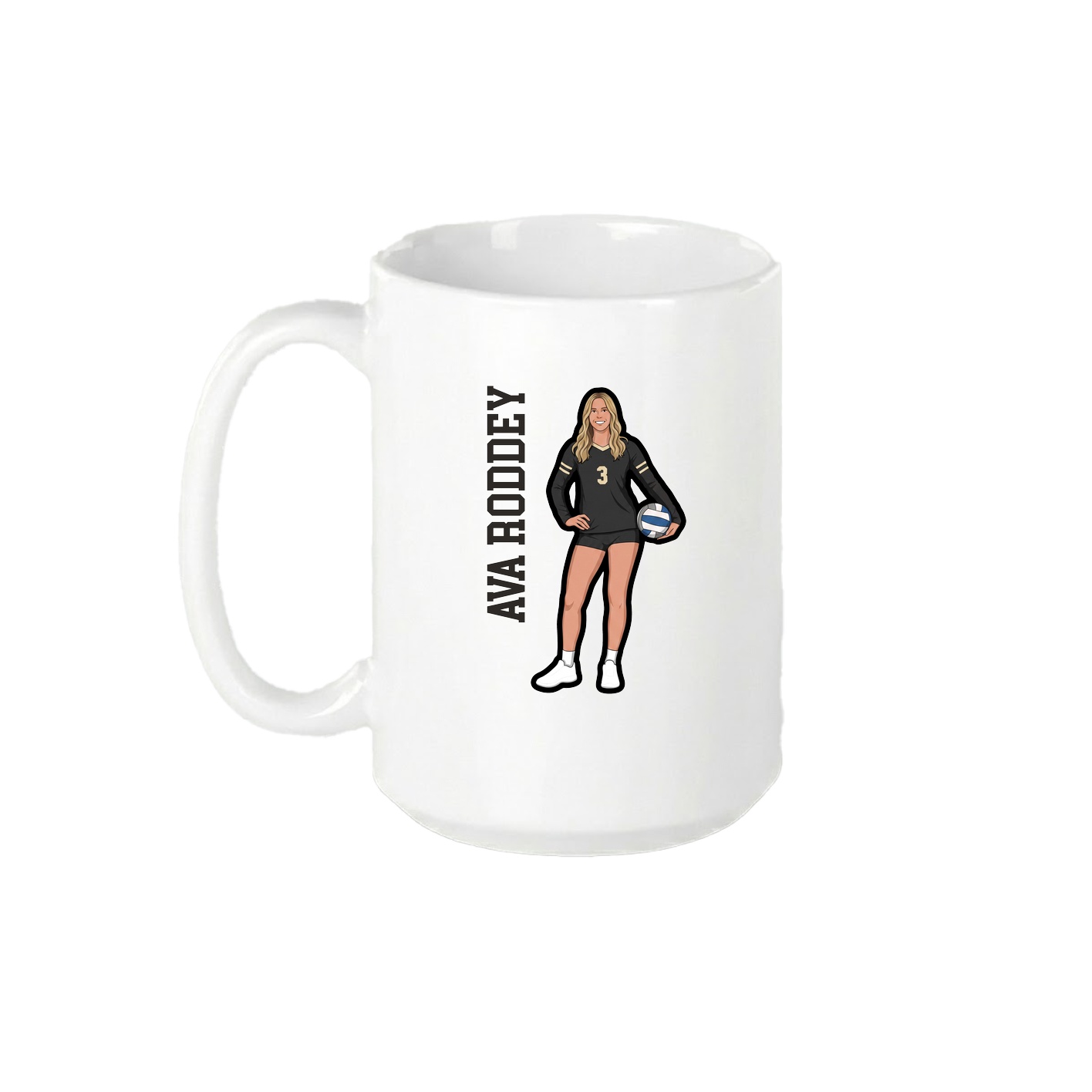 15oz Coffee Mug — Name Vertical in White